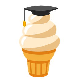 graduation cap and soft ice cream