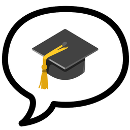 graduation cap and speech balloon