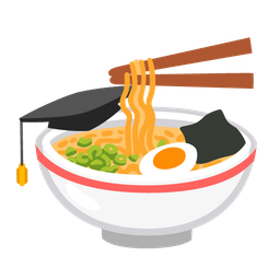 graduation cap and steaming bowl