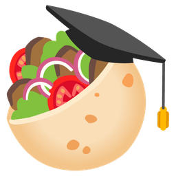 graduation cap and stuffed flatbread