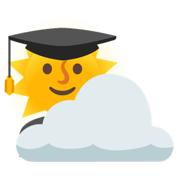 graduation cap and sun behind cloud