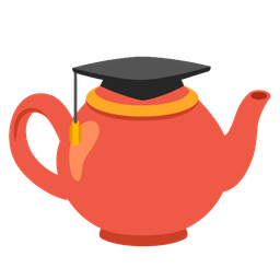 graduation cap and teapot