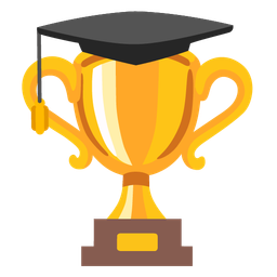 graduation cap and trophy