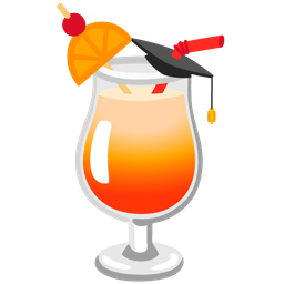 graduation cap and tropical drink