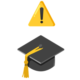 graduation cap and warning