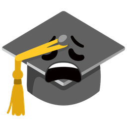 graduation cap and weary face