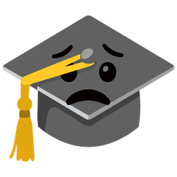 graduation cap and worried face