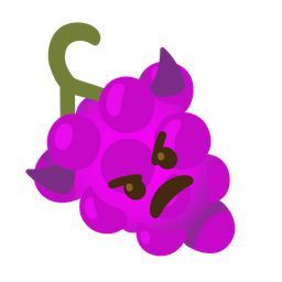 grapes and angry face with horns