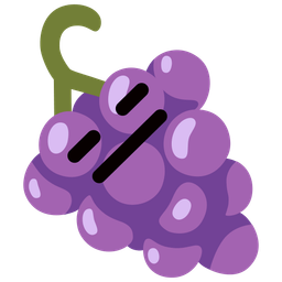 grapes and expressionless face