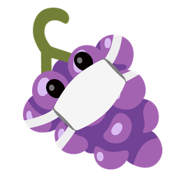 grapes and face with medical mask