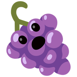 grapes and face with open mouth