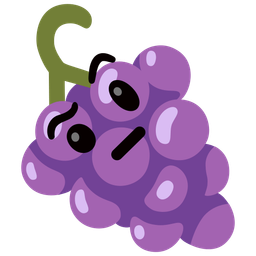 grapes and face with raised eyebrow