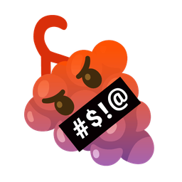 grapes and face with symbols on mouth