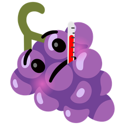 grapes and face with thermometer