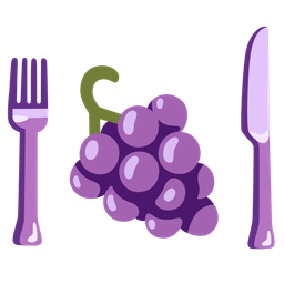 grapes and fork and knife with plate