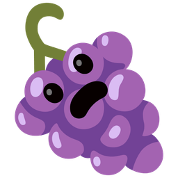grapes and frowning face with open mouth