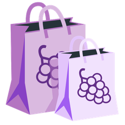 grapes and shopping bags