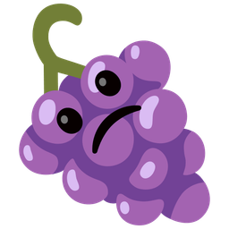grapes and slightly frowning face