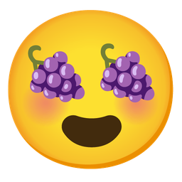 Grapes and Smiling face with heart-eyes