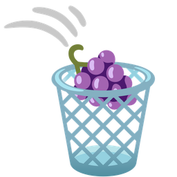 grapes and wastebasket