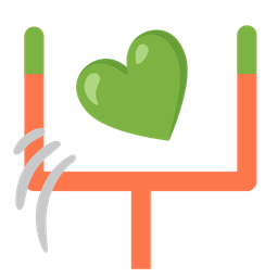 green heart and american football