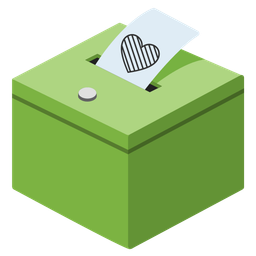 green heart and ballot box with ballot