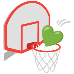 green heart and basketball