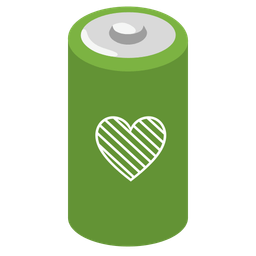 green heart and battery