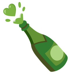 green heart and bottle with popping cork