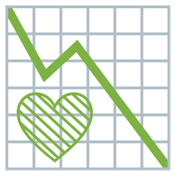green heart and chart decreasing