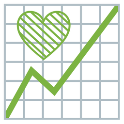 green heart and chart increasing