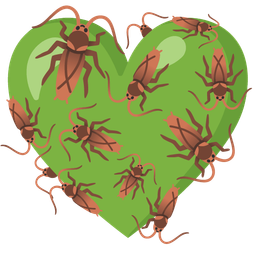 green heart and cockroach