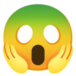 green heart and face screaming in fear