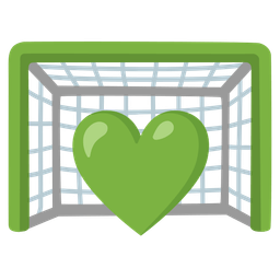 green heart and goal net