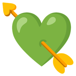 green heart and heart with arrow