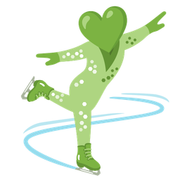 green heart and ice skate