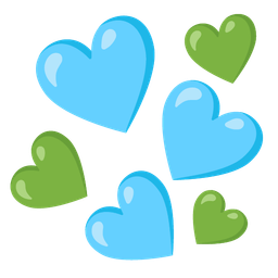 green heart and light blue heart