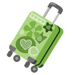 green heart and luggage