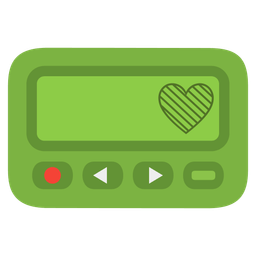 green heart and pager