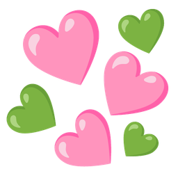 green heart and pink heart