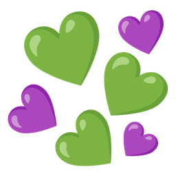 green heart and purple heart