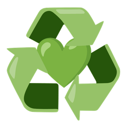 green heart and recycling symbol