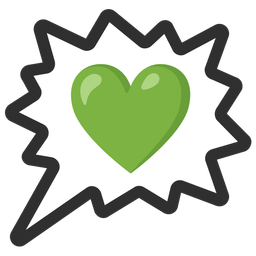 green heart and right anger bubble