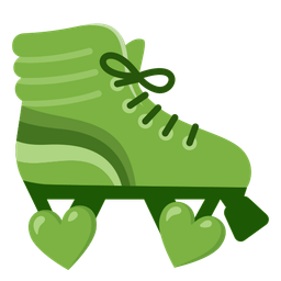 green heart and roller skate