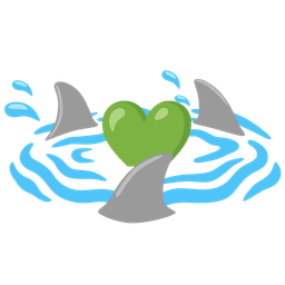 green heart and shark