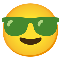 Green heart and Smiling face with sunglasses