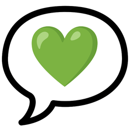 green heart and speech balloon