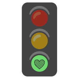 green heart and vertical traffic light