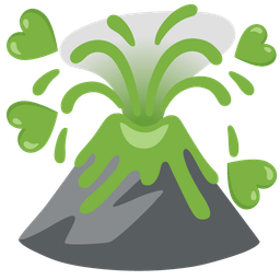 green heart and volcano