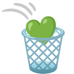 Green heart and Wastebasket